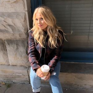 Plaid jacket sherpa collar